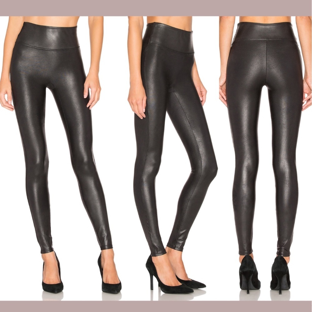 NWT $98 SPANX [ SMALL ] Faux Leather Leggings in Black‎